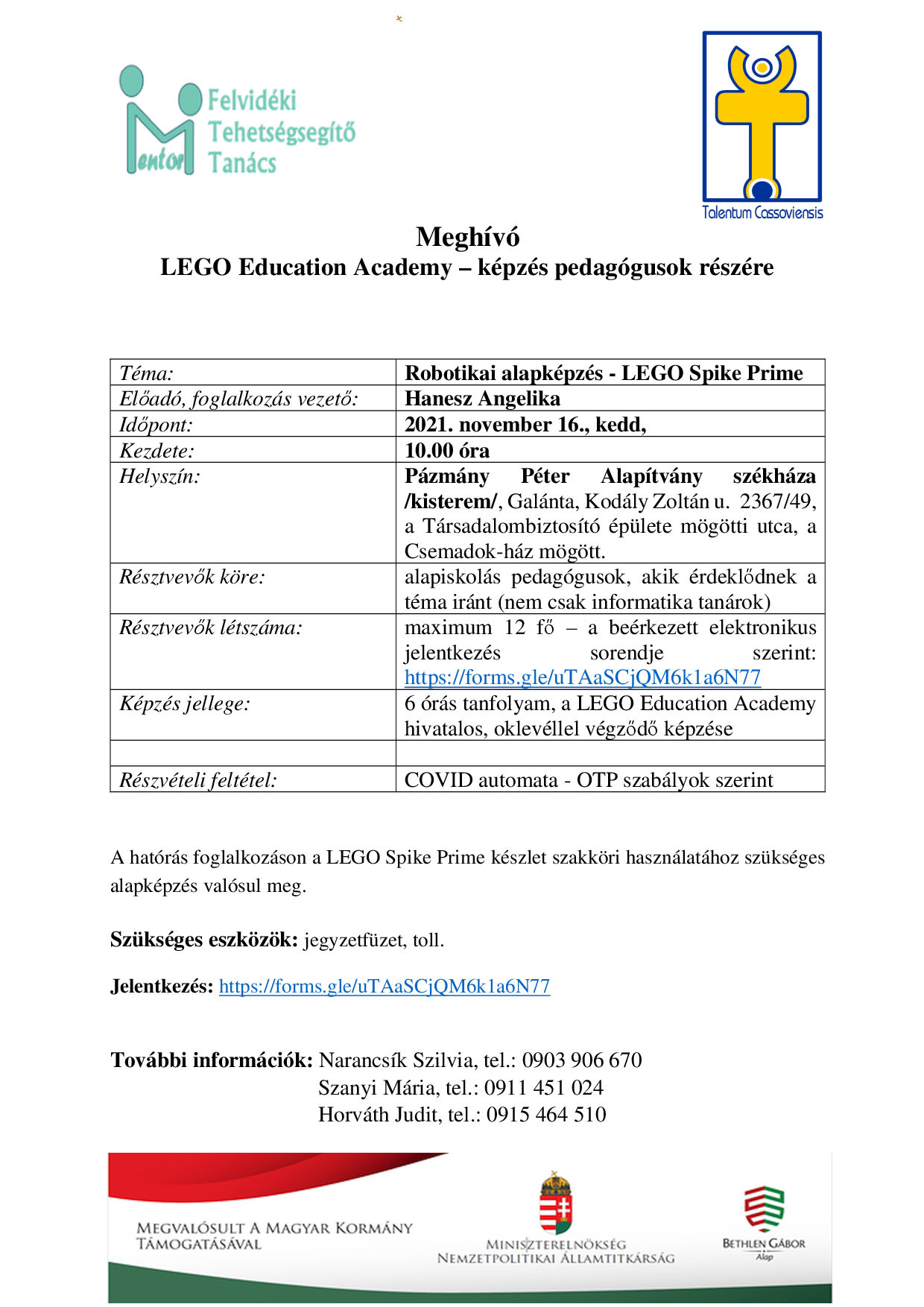 Robotikai képzés tanároknak Lego Kepzes Meghivo