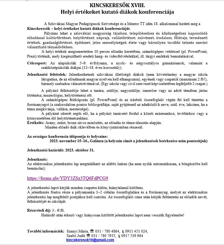 Kincskeresok Felhivas